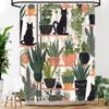 YOZSLGU Plants and Cat Shower Curtain Black Kitty Boho Potted Green Cactus Leaf Succulents Abstract Fabric Bathroom Decor Curtains with Hooks, 70" Wx75 H view 1