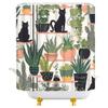YOZSLGU Plants and Cat Shower Curtain Black Kitty Boho Potted Green Cactus Leaf Succulents Abstract Fabric Bathroom Decor Curtains with Hooks, 70" Wx75 H view 2