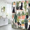 YOZSLGU Plants and Cat Shower Curtain Black Kitty Boho Potted Green Cactus Leaf Succulents Abstract Fabric Bathroom Decor Curtains with Hooks, 70" Wx75 H view 3