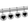 12-Piece Crystal Glass Shower Curtain Hook Set, Stainless Steel, Ideal for Decorating Bedroom and Room Curtain Rods, Black Heart Paint Pattern view 2