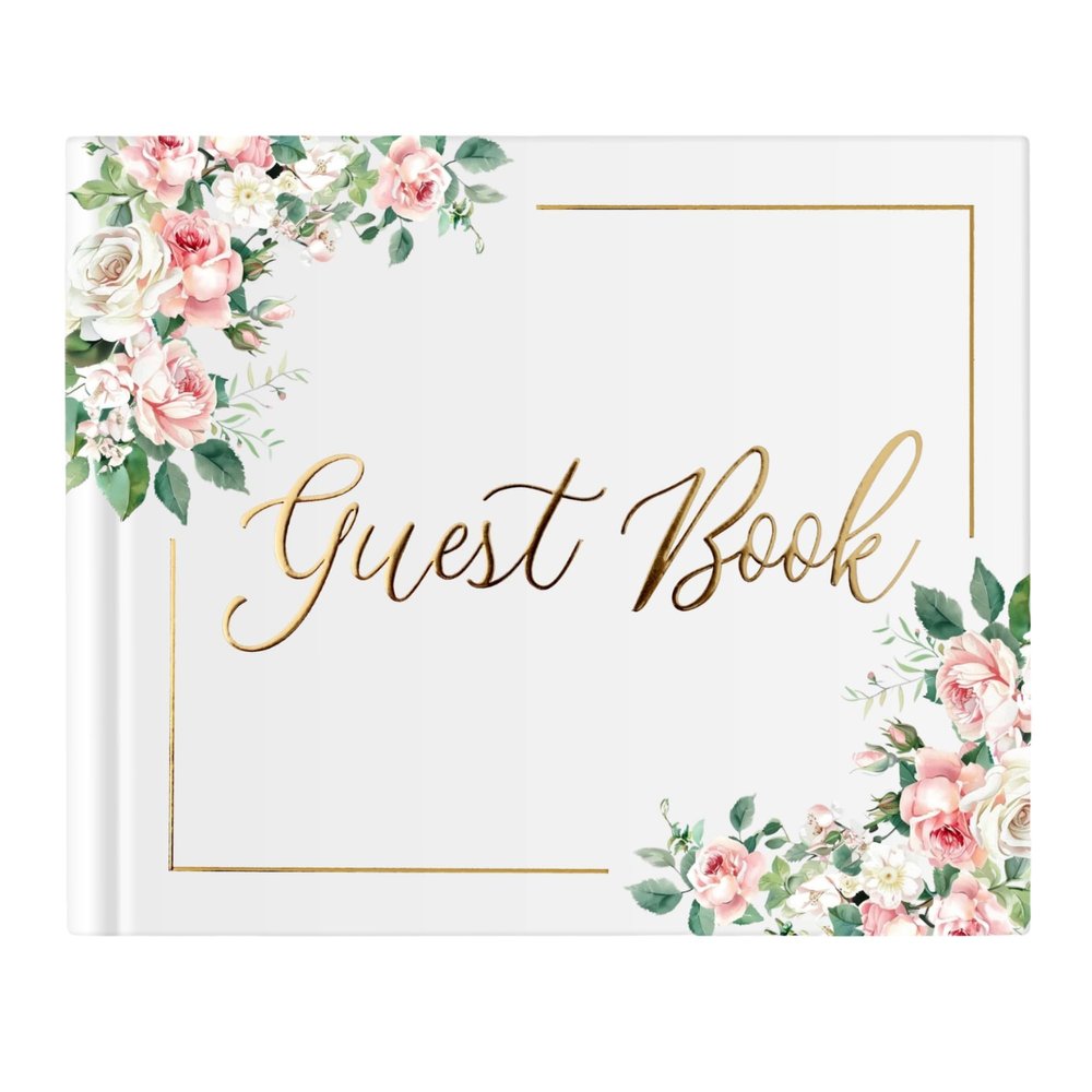 Swanique Wedding Guest Book for Guests to Sign, Elegant Wedding Guestbook Ideas, Sign in Book for Bridal and Baby Shower, Polaroid Guest Book, 100 Thick Lined and Blank Pages for Party, Wedding Books
