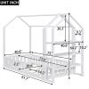 CIGEGE Wooden Simple Double Cabin Bed with Fence, Removable Side Shelf, White view 2