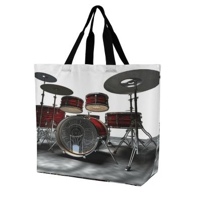SKTNBM Shopping Bag,Cool Drum Set Print Groceries Tote Bag,unisex Portable Shopping Bag,foldable Reusable Grocery Bags