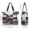 SKTNBM Shopping Bag,Cool Drum Set Print Groceries Tote Bag,unisex Portable Shopping Bag,foldable Reusable Grocery Bags view 2