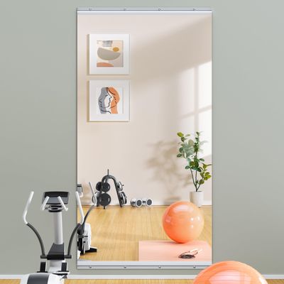 Hasipu Home Gym Mirror 63" L x 28" W - 1PC Large Full Body Mirror for Yoga, Fitness, Garage, Dance Studio, Wall-Mounted, 0.16in Tempered Glass Frameless