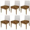 Dining Chair Seat Covers Set of 6, Tan Cheetah Leopard Texture Print Chair Seat Covers Stretch Seat Covers for Dining Chairs Dining Room Chair Covers for Dining Room Kitchen Chairs view 2