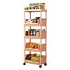 VXHCS Storage Cart, Multifunction Kitchen Storage Organizer, Mobile Shelving Unit Utility Rolling Cart for Bathroom, Laundry, Living Room(Pink,Five Ayer Storage Rack) view 1