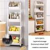 VXHCS Storage Cart, Multifunction Kitchen Storage Organizer, Mobile Shelving Unit Utility Rolling Cart for Bathroom, Laundry, Living Room(Pink,Five Ayer Storage Rack) view 3