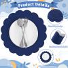 120 Pcs Navy Blue Paper Placemats, 13.5 Inch Disposable Scalloped Placemat Disposable Table Place Mats Decorative Paper for Birthday Wedding Banquet Thanksgiving Holiday Graduation Celebration Party view 3