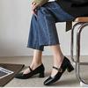 YEGBFLFF Women's Low Block Chunky Heels Sandals Square Toe Strappy Buckle Heeled Sandal Vintage Heeled Shoes for Women (Black,5) view 4