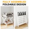 SpaceAid Fully Assembled Luggage Rack 1 Pack, Bamboo Foldable Suitcase Stand for Guest Room, Heavy Duty Folding Luggage Holder with Storage Shelf for Bedroom and Hotel, White view 3
