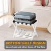 SpaceAid Fully Assembled Luggage Rack 1 Pack, Bamboo Foldable Suitcase Stand for Guest Room, Heavy Duty Folding Luggage Holder with Storage Shelf for Bedroom and Hotel, White view 4