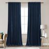 StangH Navy Blue Velvet Blackout Curtains 90 inches Long, Back Tab Privacy Sliding Door Drapes Thermal Insulated Noise Reducing Window Drapes for Living Room, W62 x L90, 2 Panels view 1