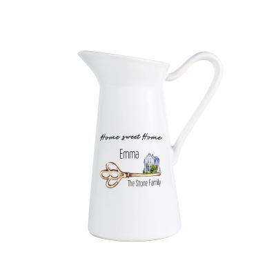 Custom Grandma's Ceramic Flower Vase: Personalized Garden Flower Vase Birth Flower Text Decors Vase with Handle (Style 1)