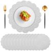 120 Pcs Silver Glitter Paper Placemats, 13.5 Inch Scalloped Disposable Placemat Round Sparkle Table Place Mats Decorative Paper for Birthday Wedding Banquet Party view 1