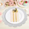 120 Pcs Silver Glitter Paper Placemats, 13.5 Inch Scalloped Disposable Placemat Round Sparkle Table Place Mats Decorative Paper for Birthday Wedding Banquet Party view 3