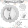 120 Pcs Silver Glitter Paper Placemats, 13.5 Inch Scalloped Disposable Placemat Round Sparkle Table Place Mats Decorative Paper for Birthday Wedding Banquet Party view 4