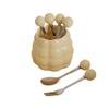 (6 Pieces) Ceramic Pearl Spoon Fork Jar Set Fruit Fork Dessert Cake Coffee Tea Spoon (Cream yellow) view 1