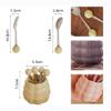 (6 Pieces) Ceramic Pearl Spoon Fork Jar Set Fruit Fork Dessert Cake Coffee Tea Spoon (Cream yellow) view 2