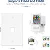 ZoeRax Ethernet Wall Plate Outlet, Single Gang Matte Keystone Wall Plate with RJ45 Keystone Coupler, White (2-Pack) view 3