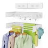 Drying Rack Clothing,Clothes Drying Rack Wall Mounted,Laundry Drying Rack Wall Mount,Foldable,Collapsible,60 lb Capacity 4 Aluminium Poles with 8 Hooks,Space Saving Clothes Drying Rack,White 23.6" view 1