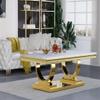 4-Piece Living Room Table Set, Modern Coffee Table with 1 Console Table & 2 End Tables Set for Apartment, Luxury Faux Marble Coffee Table Sets Perfect for Living Room, Stainless Steel Frame view 3