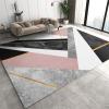 Pink Gold Abstract Geometry Area Rugs, Grey White Pink Black Marble Easy Clean Rug, Soft Non-Skid Carpet Throw Rug for Kids Teen Girls Boys Bedroom, Living Room Bathroom Classroom Office 5ftx8ft view 1