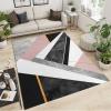 Pink Gold Abstract Geometry Area Rugs, Grey White Pink Black Marble Easy Clean Rug, Soft Non-Skid Carpet Throw Rug for Kids Teen Girls Boys Bedroom, Living Room Bathroom Classroom Office 5ftx8ft view 4