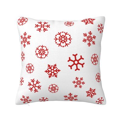 JOOCAR Snowflake Red Pillow Cover 24x24 inch Beautiful Snowflakes Print Throw Pillow Cover Farmhouse Xmas Decor Winter Holiday Cushion Case for Sofa Couch