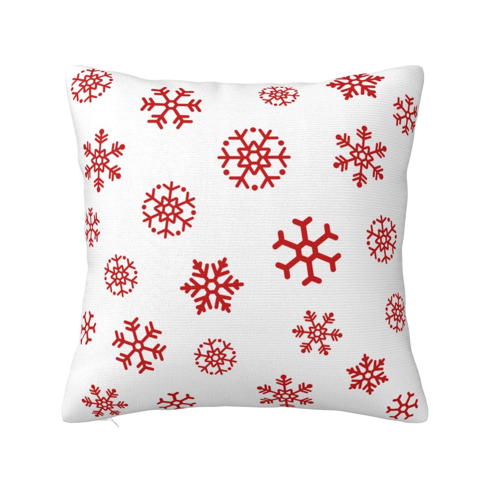 JOOCAR Snowflake Red Pillow Cover 24x24 inch Beautiful Snowflakes Print Throw Pillow Cover Farmhouse Xmas Decor Winter Holiday Cushion Case for Sofa Couch