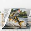 Bass Fishing Wave Throw Blanket Soft Flannel Blankets Lightweight Cozy Warm Blanket Gifts Blanket for Bed Couch Sofa view 3