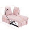 3 in 1 Convertible Sleeper Sofa Bed, Multi-Functional Velvet Sleeper Couch Pull-Out Bed, Pink Modern Upholstered Loveseat Sleeper Sofa for Living Room, Small Space(Independently removable backrest) view 2