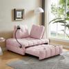 3 in 1 Convertible Sleeper Sofa Bed, Multi-Functional Velvet Sleeper Couch Pull-Out Bed, Pink Modern Upholstered Loveseat Sleeper Sofa for Living Room, Small Space(Independently removable backrest) view 4