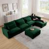 LyuHome 4-Seat Sectional Sofa Couch for Living Room,U-Shaped Couch with 2 Storage Ottoman Footstool, Deep Seat Couches with 4 Waist Pillows,Modern Comfy Sofa for Apartment Office,Corduroy Fabric,Green view 3