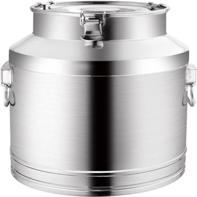 ELUKHT Milk Transport Cans - 15L/20L/28L/35L/42L/48L Stainless Steel Milk Can Canister Dairy Pot Bucket - Liquid Storage Tea Barrel with Sealed Lid Heavy Dut (Siliver 15L)