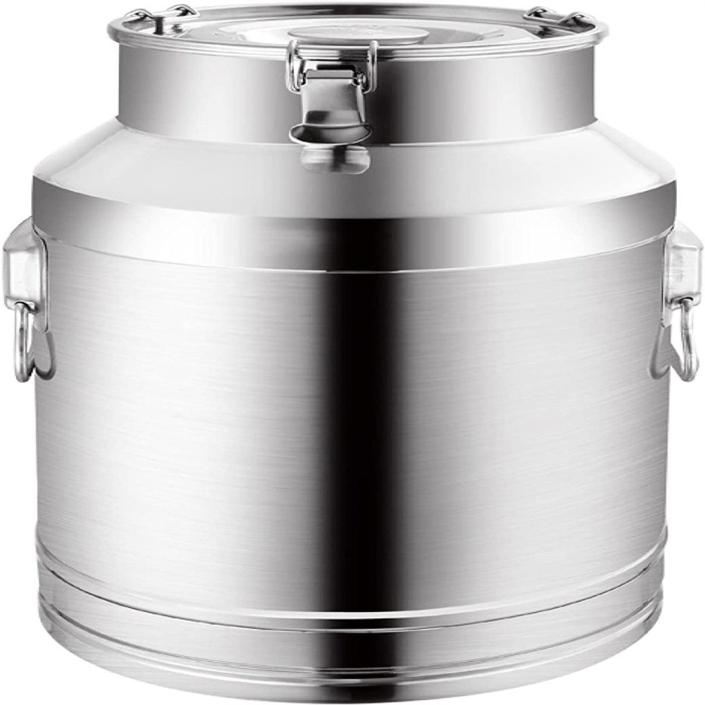 ELUKHT Milk Transport Cans - 15L/20L/28L/35L/42L/48L Stainless Steel Milk Can Canister Dairy Pot Bucket - Liquid Storage Tea Barrel with Sealed Lid Heavy Dut (Siliver 15L)