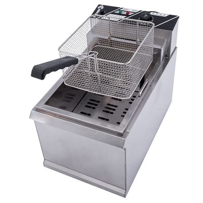 ELUKHT 20L Commercial Deep Fryer 4000W Deep Fat Fryer Pot Adjust Temperature Stainless Steel Deep Frying Pan with Removable Lid and Basket for Restaurant