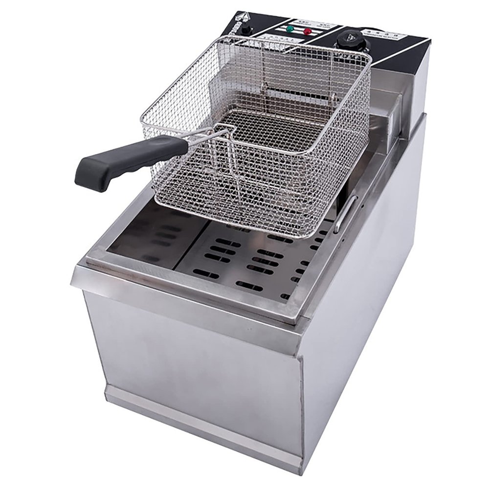 ELUKHT 20L Commercial Deep Fryer 4000W Deep Fat Fryer Pot Adjust Temperature Stainless Steel Deep Frying Pan with Removable Lid and Basket for Restaurant