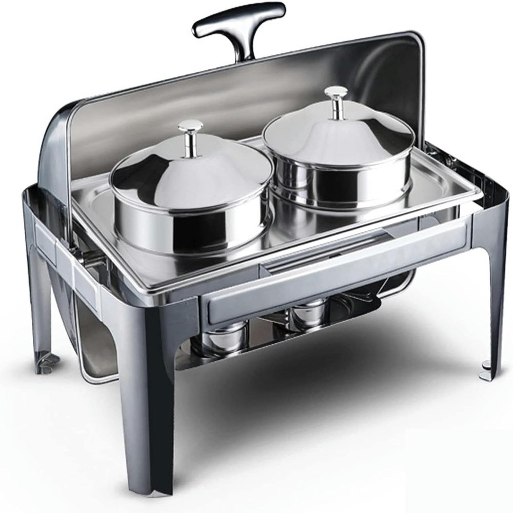 ELUKHT Electric Buffet Server Stainless Steel Buffet Hot Plate - Buffet Servers and Heaters. Hot Pot Buffet Set, Stainless Steel Buffet Hot Pot with Glass Li (Doubleended Stockpot 9l)