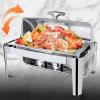 ELUKHT Electric Buffet Server Stainless Steel Buffet Hot Plate - Buffet Servers and Heaters. Hot Pot Buffet Set, Stainless Steel Buffet Hot Pot with Glass Li (Doubleended Stockpot 9l) view 3