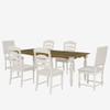 Brabrety Vintage Traditional 7-Piece 82.7inch Extendable Dining Table Set with 23.6inch Removable Leaf, 4 Serrated Back Chairs and 2 Upholstered Back Dining Chairs for 6 (Cream+Brown#058) view 3