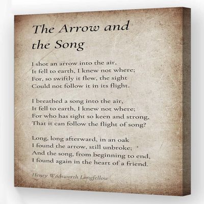 Jelyfisg The Arrow and The Song Poem Wall Art Vintage Poetry Poster Printing Painting Panel Canvas Decor Living Room Decorations Artwork for Bathroom (2030,Framed)