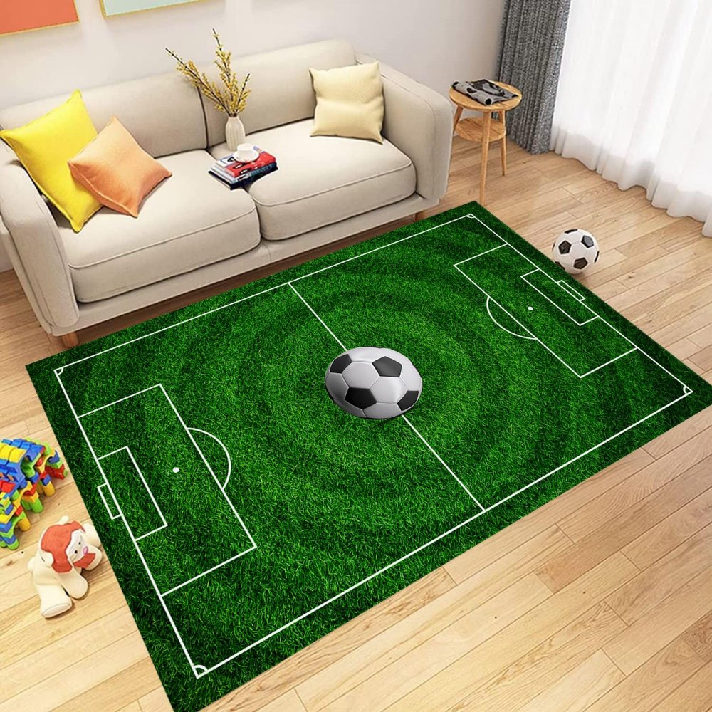 ZLXMN American Football Field 5x8ft Area Rug Green Sports Soccer Field Rug Kids Mats Floor Playroom Boy Rug for Living Room Bedroom Carpet Indoor Throw Rugs Modern Decor Non-Slip Doormat