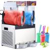 GarveeTech Commercial Slushy Machine, 15Lx2 Tank Stainless Steel Slushie Machine Double Tank, Frozen Drink Maker, Temperature Preservation, Stainless Steel Margarita Wine Smoothies Maker, White view 1