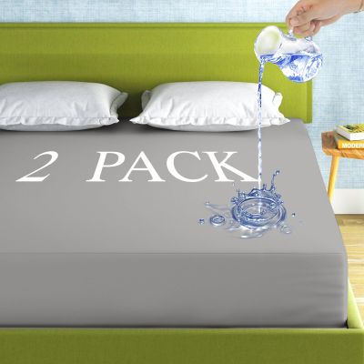 2 Pack Mattress Protector Full Size 100% Waterproof Fitted Mattress Cover, Breathable Noiseless & Machine Washable Bed Cover Deep Pocket from 5" to 21", Bed Protector for Pets Kids Adults Dark Grey