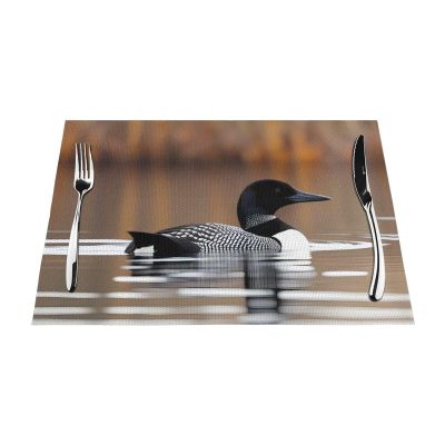 Woven Placemat 4 PCS Heat-Resistant Easy to Clean Suitable for Outdoor Parties Casual Kitchen Decoration Table Accessories 12x18in Loon Birds Prints