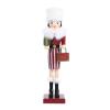 LUOZZY Lady Christmas Nutcracker Christmas Wooden Nutcracker Figure Wooden Lady Holding Gift Xmas Nutcracker for Home Decoration, 14.5Inch view 1