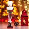 LUOZZY Lady Christmas Nutcracker Christmas Wooden Nutcracker Figure Wooden Lady Holding Gift Xmas Nutcracker for Home Decoration, 14.5Inch view 4