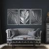 Gasijet Metal Palm Leaves Wall Decor, Metal Leaves Wall Decor, Palm Leaf Art, Line Art Nature Plant Wall Art, Set of 3, Wall Decorations for Living Room, Bedroom (Silver, 66 x 31 in / 165 x 80cm) view 1
