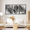 Gasijet Metal Palm Leaves Wall Decor, Metal Leaves Wall Decor, Palm Leaf Art, Line Art Nature Plant Wall Art, Set of 3, Wall Decorations for Living Room, Bedroom (Silver, 66 x 31 in / 165 x 80cm) view 2